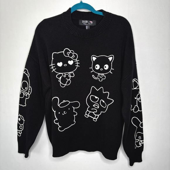 Hello Kitty and Friends +21 Sweater Size M Black Graphic Knit Oversized Sweater - Picture 1 of 10